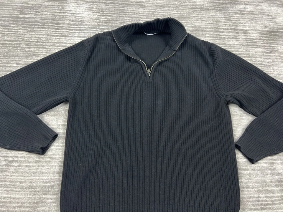 Suéter Calvin Klein Para Hombre XL Negro Manga Larga Pullover 1/4 Cremallera 100% Algodón Foto 2 de 4