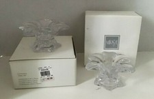 Pair of Boxed Mikasa SUN PETALS Clear Taper Candle Holders Original Box 2" 