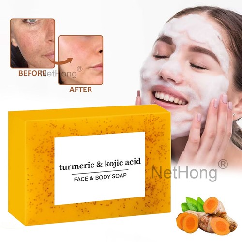 Turmeric Kojic Acid Brightening Soap Skin Whitening Dark Spots lightening Acne - Picture 6 of 7