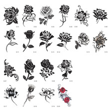 Temporary Water Transfer Tattoos 20Pcs Rose Flower Body Hand Face Stickers D
