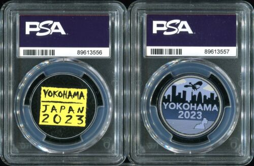 Ramen & Captain Pikachu SEQUENTIAL PSA 10 Metal Pokemon Coin 2023 Yokohama World - Picture 2 of 2