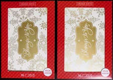 Set of 2 Image Arts Boxed Christmas Cards, NIB, 32 CT Gold Holiday Blessings NEW