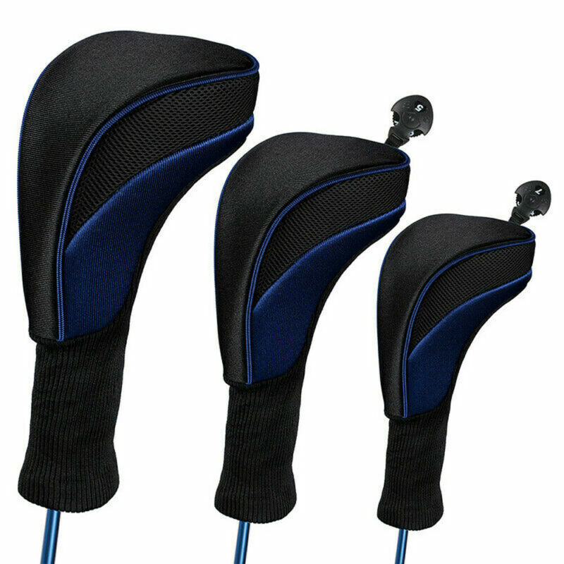 3 Pack Golf Club Head Covers Headcovers Set Driver 1 3 5 Fairway Woods Long Neck