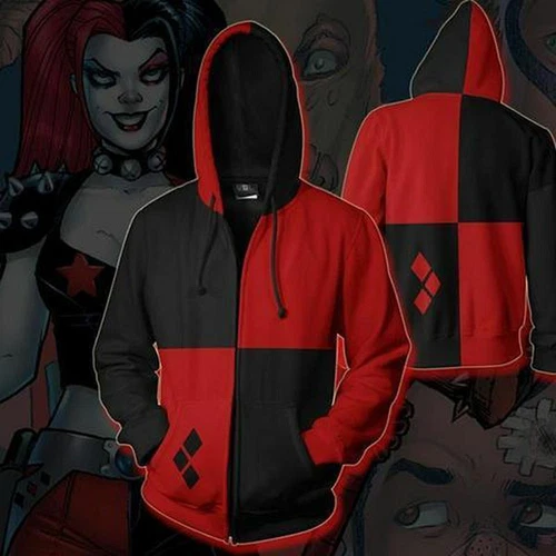 Suicide Squad Joker Harley Quinn Hoodie 3D Print Pullover Coat