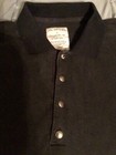 Size L Good Preowned Black Long Sleeve Half Button Down-Metal Buttons Vintage  — photo 7