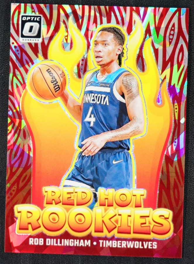 Rob Dillingham 2024-25 Panini Donruss Optic 25/25 Cracked Ice Red Hot Rookies RC