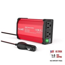 300W Power Inverter 12V DC to 110V AC Car Inverter with 27W PD USB-C 27W-Red
