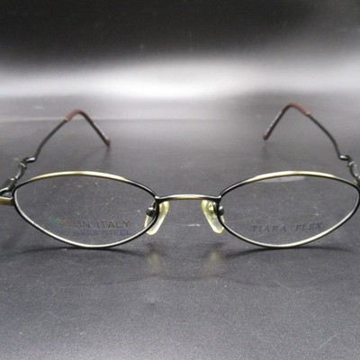 Design Italy Tiara Flex Eyeglass Frames A/B 48-19 140 Black Gold Oval Stainless