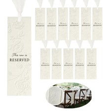 12 Pack Wedding Reserved Signs for Church Pews with Ribbons for Chairs, 800gs...