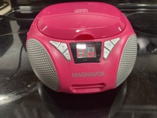 Magnavox Portable CD Player AM/FM Radio Boombox Pink TESTED Plug-in Or Battery