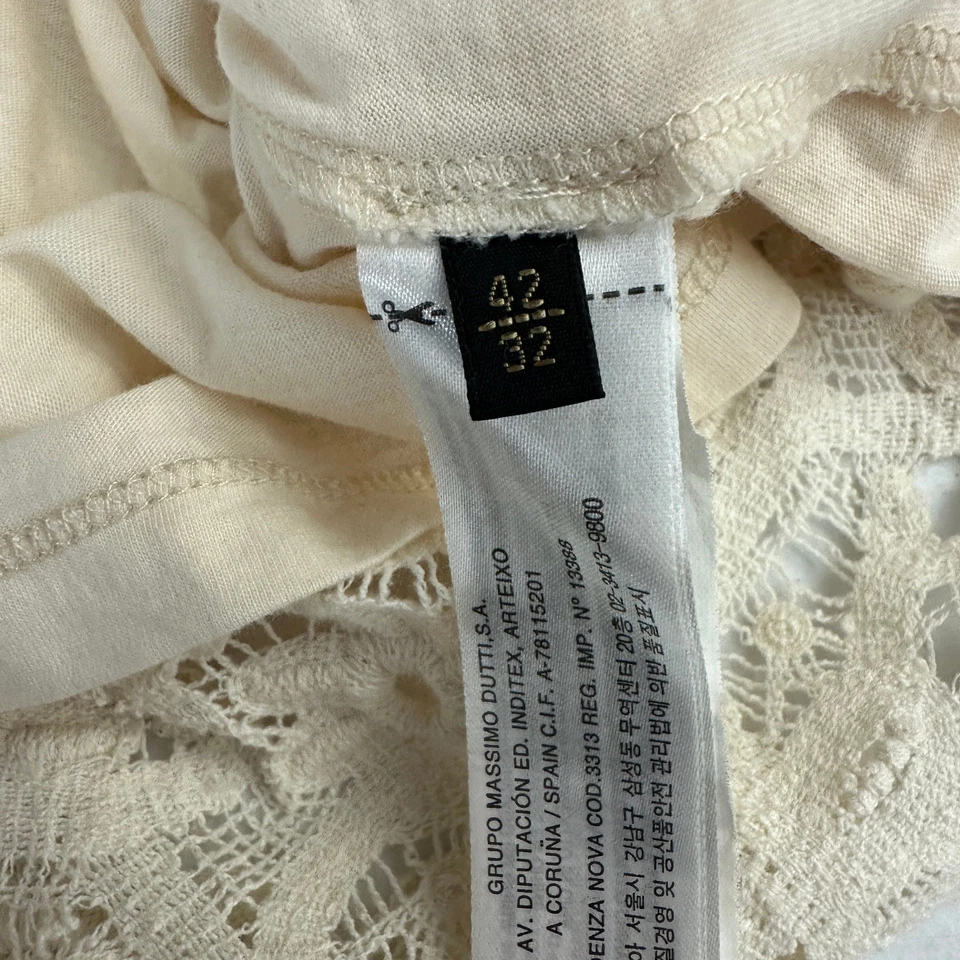 Massimo Dutti Womens Size S Crochet Lace Top Cream Boho Romantic Festival - Image 4 of 4
