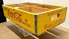 Vintage Coca Cola 9/1966 Yellow Wood Crate 6-Pack Divided Coke Denver Colorado