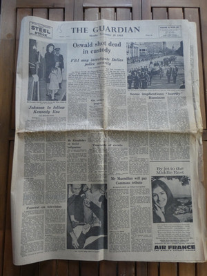 The Guardian 1963 Zeitung Lee Harvey Oswald erschossen Ausgabe Original