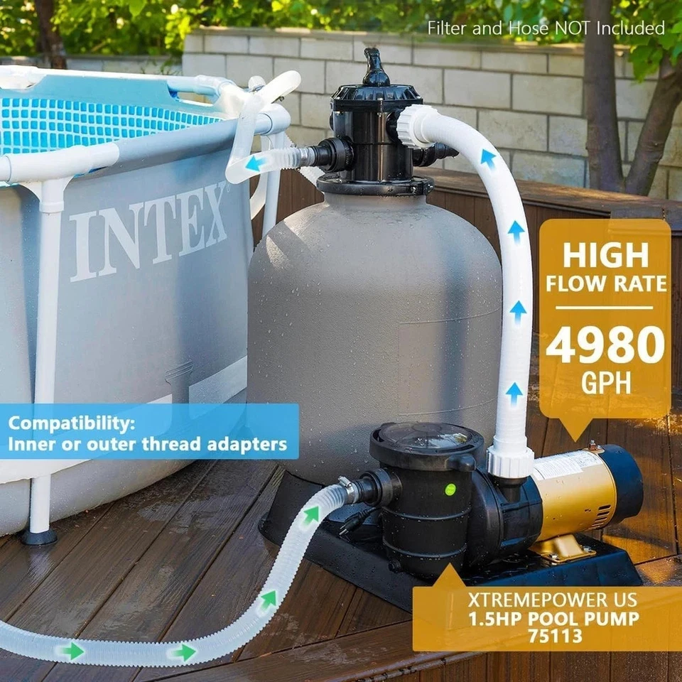 1.5HP Variable 2-Speed Swimming Pool Pump High Flow Above-Ground Swimming Pump S - Image 4 of 4
