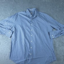 Peter Millar Shirt Mens XL Blue Check Long Sleeve Button Down Cotton Casual