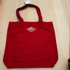 Borsa ESPRIT vintage retro anni 90 tela rosso blu nuova con etichetta autentica