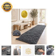 Modern 2x6 Soft Runner Rug - Grey Shaggy Carpet Perfect for Any Room