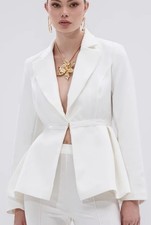 NWT AKIRA White Peplum Tailored Blazer with Single-Hook Closure size S