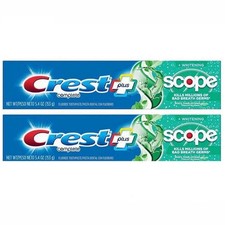 2 Pack Crest Complete Plus Scope, Whitening Toothpaste Minty Fresh, 5.4 oz each 0.46 per gallon