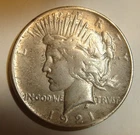 1921 High Relief Peace Dollar VF Overdipped/Cleaned
