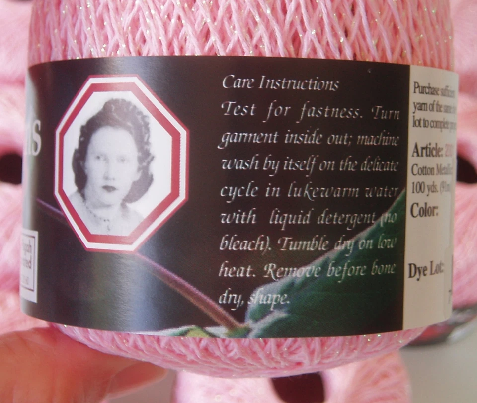 Hilos de madreselva ganchillo algodón metálico 447 deslumbrante bebé rosa lote de 9 madejas Foto 3 de 4