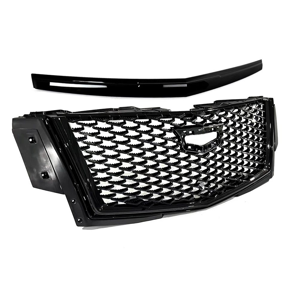 For Cadillac Escalade 2015-2020 Gloss Black Front Upper Grille W/ Hood Molding - Image 3 of 4