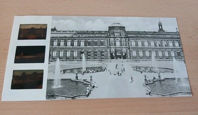DDR Panorama AK Dresden Zwingerhof sw mit Sempergalerie + 3 Farbdias + Umschlag