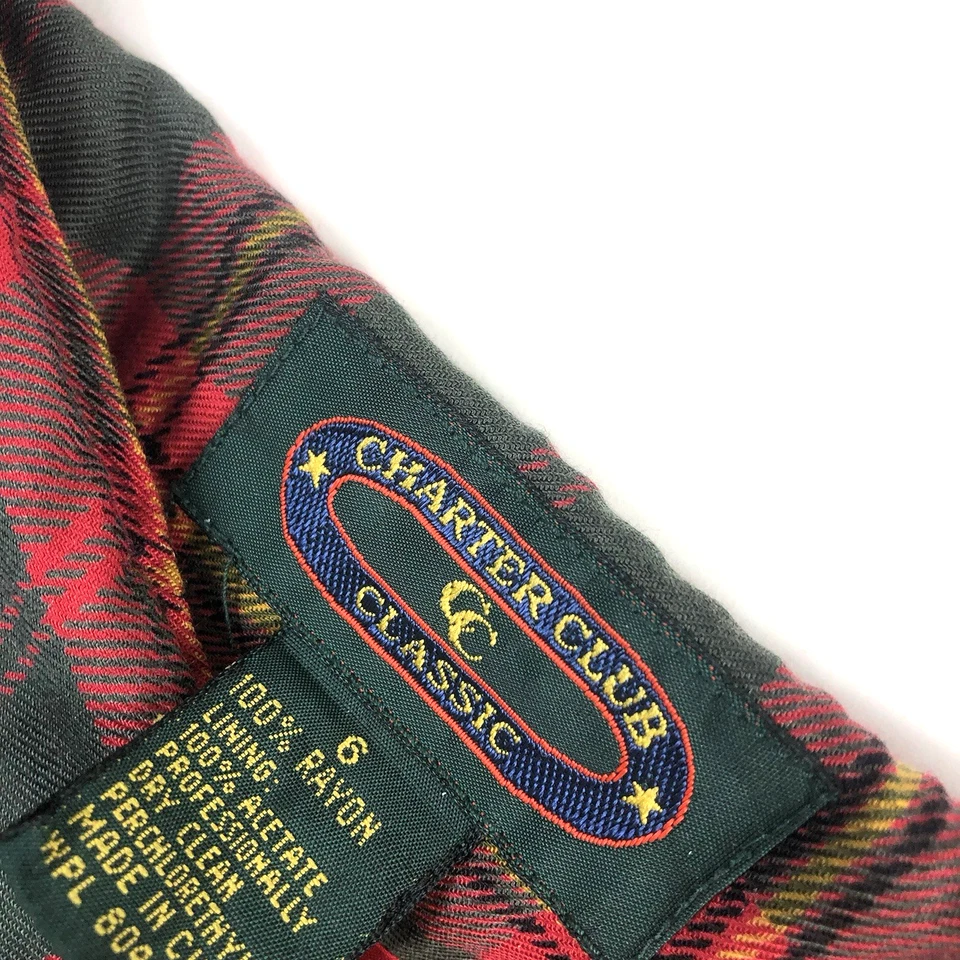 Charter Club Classics Mujer Rojo Verde A Cuadros Acebo Tema Navidad Envoltura Larga 6 Foto 2 de 4