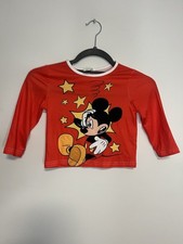 Disney Mickey Mouse Kids Pajama Set Red Top Pants Size 90 2T