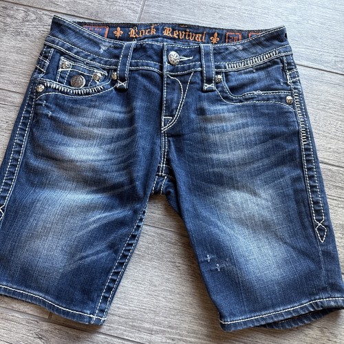 Rock Revival Gr. 28 Jen Bermuda Stretch Shorts Pattentaschen dicke Nähte Fleur De - Bild 6 von 6