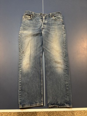 Vintage 90s Button Fly Levi's 501 Straight Fit Men's Jeans - Rinse made In USA