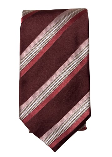 Boss Hugo Boss Seidenkrawatte Herren Burgunderrot Gestreift Hergestellt in Italien 59"/3"