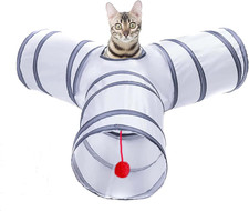 Cat Tunnel, Collapsible Tube with 1 Play Ball Toys, 3 Ways Tunnels for Indoor Ca