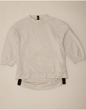 ADIDAS Womens Graphic 3/4 Sleeve Sweatshirt Jumper UK 10 Small Grey Cotton VL10