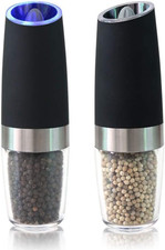 (2Pc) Gravity Electric Salt and Pepper Grinder Set with Adjustable Coarseness, S