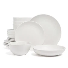 over&back 16pc Coupe Hand-Finished Stoneware Dinnerware Set Semi-Matte