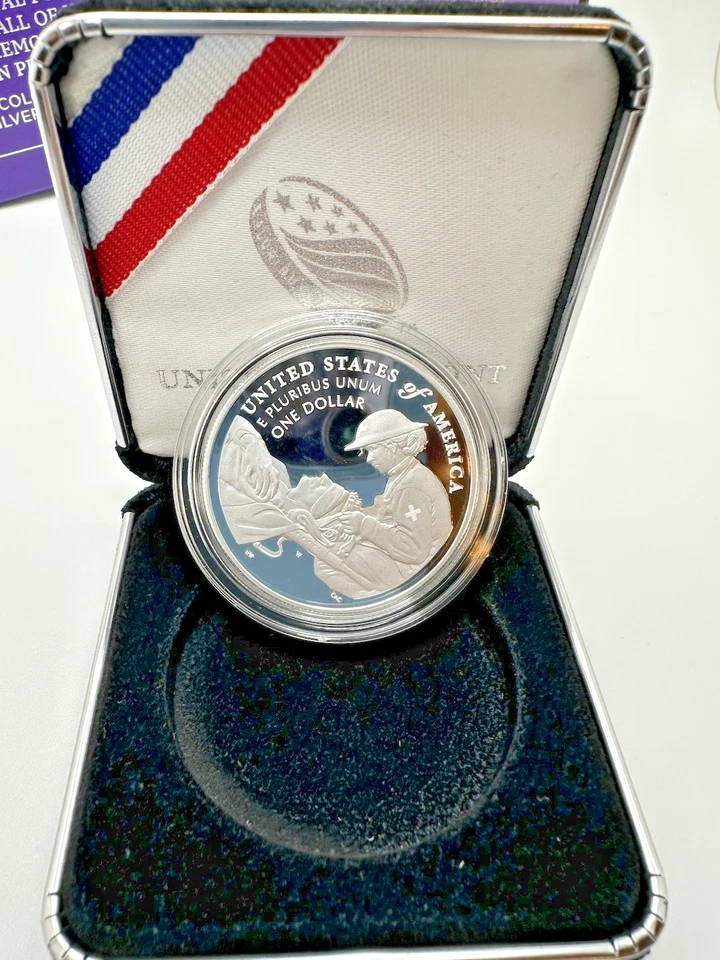 2022 W Purple Heart Colorized Silver Dollar w/ OGP & COA - Image 3 of 4