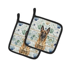 Caroline's Treasures Belgian Malinois Coastal Sea Glass Pair of Potholders