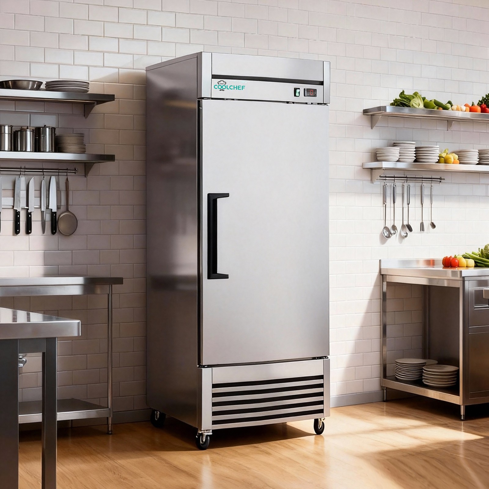 Commercial 27'' Reach-In Freezer Upright Stainless Steel Solid 1 Door 23 Cu.ft.