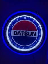 Datsun Motors OldLogo Auto Garage Man Cave Store Neon Style Retro LED Clock Sign