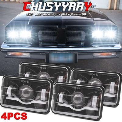 4pcs 4x6'' Led Headlight Hi/Lo Beam For 1980-1988 Oldsmobile Cutlass Ciera H4