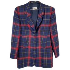ARA Blazer Womens 12 EU 38 Red Green Blue Tartan Plaid Wool Made in Germany