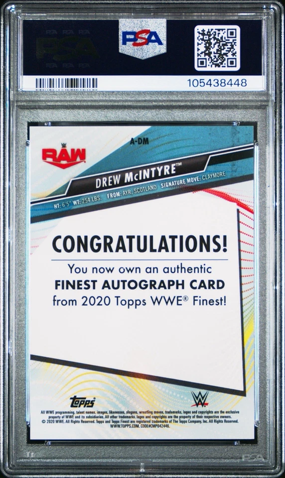 2020 Topps Finest Gold Drew McIntyre Autograph /10 Auto On Card - Image 2 of 2