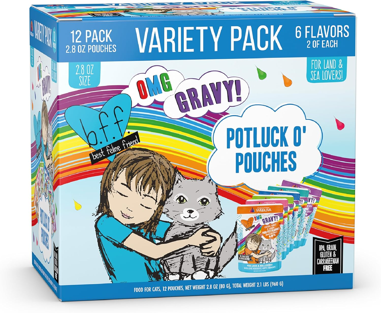 B.F.F. OMG - Best Feline Friend Oh My Gravy!, Variety Pack, Potluck O' Pouches,