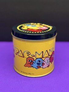 1980 Pacman Graphic Tin Metal Canister Bally Midway 3.5"x3.5" Vintage 