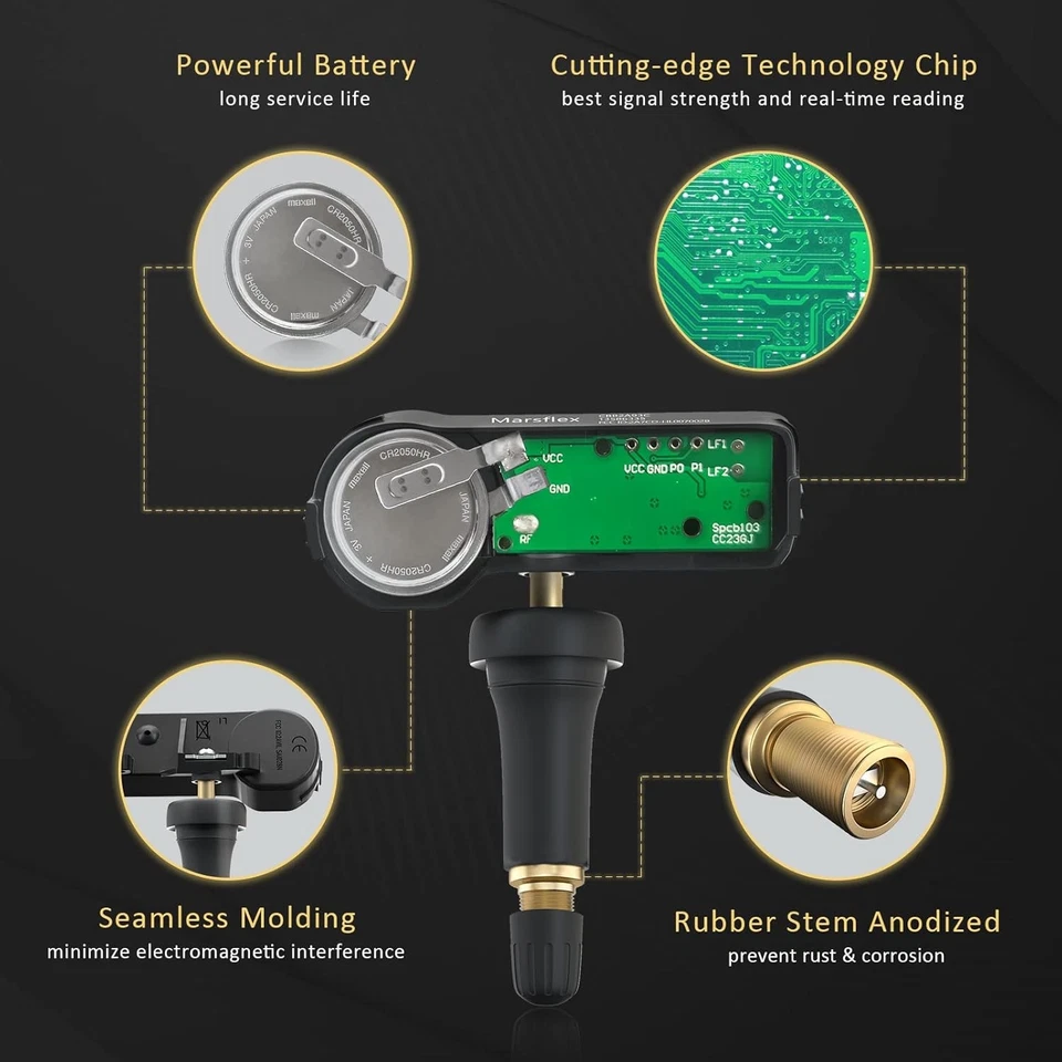 TPMS Sensor 315MHz 4pcs for Chevy GMC Buick Cadillac Pontiac Saturn SAAB Foto 2 de 4