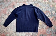 Vtg Guernsey Woollens Navy Blue Wool Fishermans Jumper 44/46