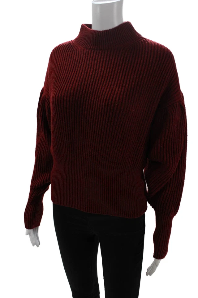 Suéter Pullover Zara Tejido Para Mujer Cuello Alto Recortado Punto Grueso Rojo Talla S Foto 2 de 4