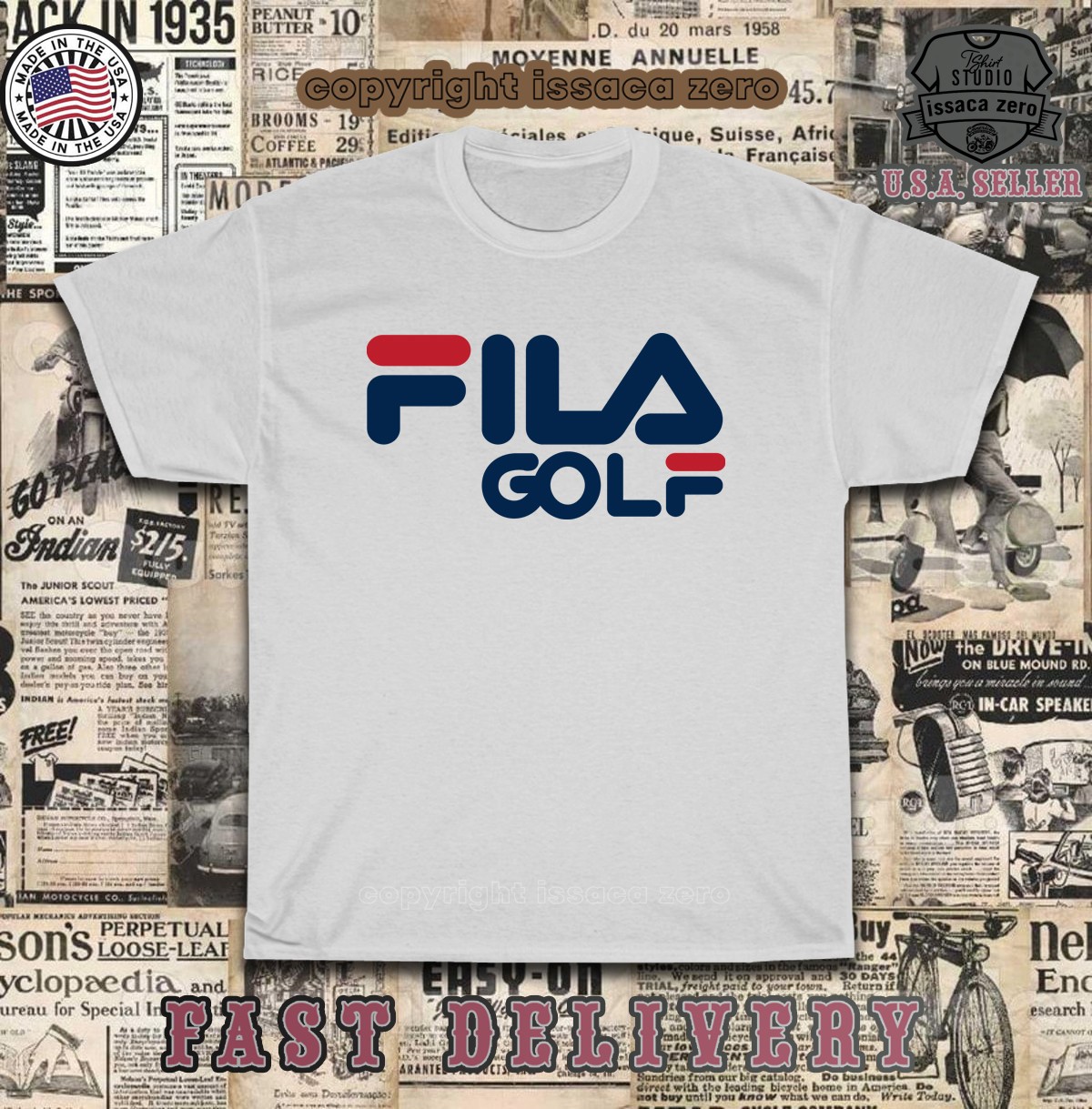 T shirt maglietta uomo logo sportivo Golf FILA nuova maglietta americana
