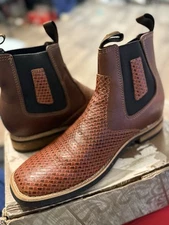 Men's Short Ankle Genuine Leather Rodeo Petatillo Boot Square Toe